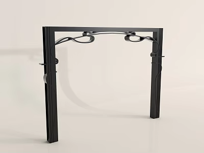 Ornate Black Metal Decorative Archway With Curved Design For Home Entrance 3d model