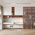 Simple bookcase desk and chair 3d model