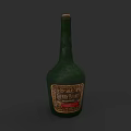 Vintage Green Ceramic Bottle Vessel with Cherry Brandy Label Design