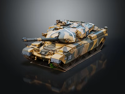 Military Modern Main Battle Tank Featuring Camouflage Paint Detailed Turret And Tracks 3d model