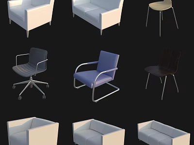 Modern Stylish Leisure Chairs With Various Designs And Different Colors 3d model