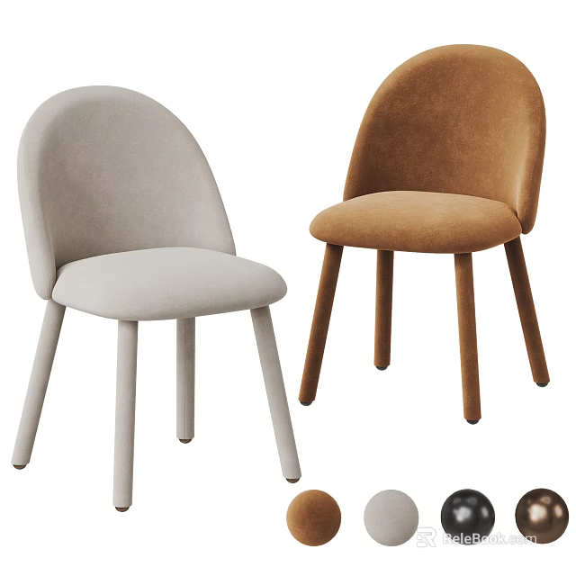 Modern Minimalist Leisure Chair With Light Gray And Brown Rounded Backrest Design 3d model 