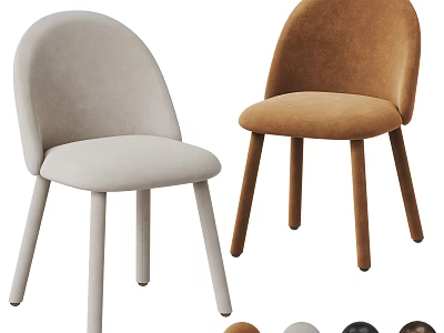 Modern Minimalist Leisure Chair With Light Gray And Brown Rounded Backrest Design 3d model