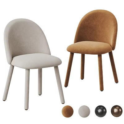 Modern Minimalist Leisure Chair With Light Gray And Brown Rounded Backrest Design 3d model