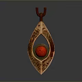 Wooden Decorative Pendant With Teardrop Shape And Red Sphere Center