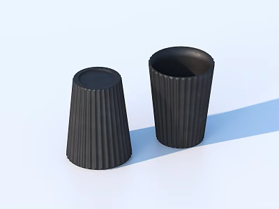 Black Striped Household Storage Containers With Modern Design For Home Decor 3d model