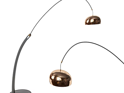 Modern Arc Floor Lamp With Copper Globe Shade And Metal Stand 3d model