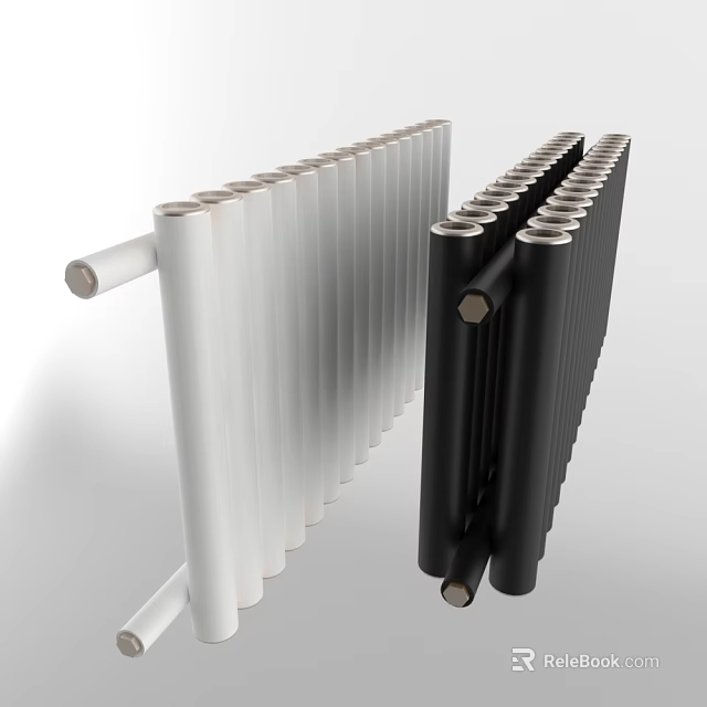 Modern White and Black Radiators for Home Heating as Essential Household Appliances 3d model 