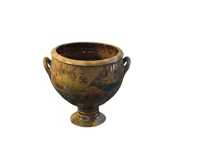Decorative Ceramic Vessel With Two Handles And Intricate Patterns On Base 3d model