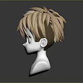 3D Head Model With Facial Organs And Brown Short Hair On White Base