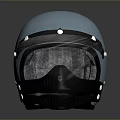 Tactical Weapon Helmet With Blue Exterior And Reflective Visor Surface 3d model