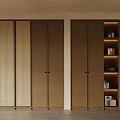 Modern Wooden Wardrobe With Lattice Panel Doors And Open Storage Shelves