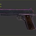 Classic Semi Automatic Pistol With Wooden Grip And Polished Metal Surface