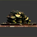 Sliced Zucchini Stacked With Savory Sauce And Sesame Seeds On Wooden Board