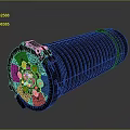 Black Cylindrical Device With Red Lights And White Central Structure Design 3d model