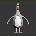 Cartoon Flying Animal 3D Model With Gray Body Orange Beak And Pink Feet