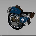 Vintage Blue Motorcycle With Classic Design Leather Bags And Chrome Accents