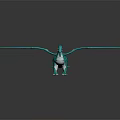Fantasy Teal Dragon 3D Model With White Wings And Detailed Scales