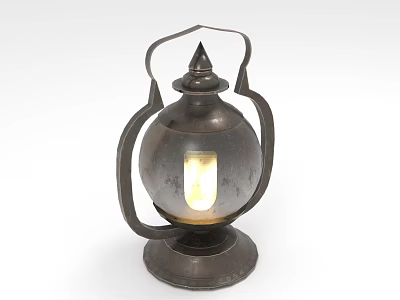 Vintage Style Outdoor Lantern With Metal Handle And Illuminated Glass Globe 3d model