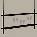 Hanging Wooden Shelf With Two Layers For Wine Glasses Storage