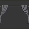 Gray Curtain With Decorative Rod And Modern Fabric For Home Decor