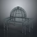 Metal Frame Dome Structure With Base Supports And Open Skeletal Design 3d model