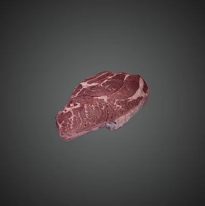 Fresh Raw Marbled Beef Steak on Gray Background with Natural Texture 3d model