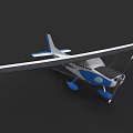 Blue And White Small Airplane With Single Engine Wings And Propeller 3d model