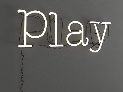 Stylish Decorative Neon Play Letter Light for Modern Wall Decor 3d model