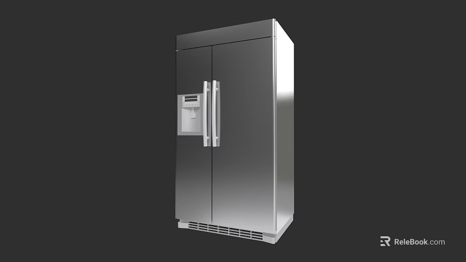 Stainless Steel Double Door Refrigerator With Water Dispenser And Modern Design 3d model 