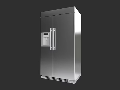Stainless Steel Double Door Refrigerator With Water Dispenser And Modern Design 3d model