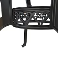 Stylish Metal Outdoor Table with Perforated Round Top and Ornate Decorative Legs
