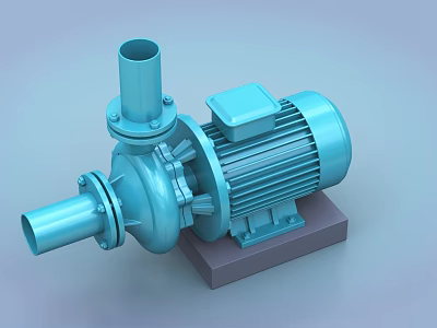 Blue Industrial Pump With Electric Motor And Metal Base For Industrial Applications 3d model