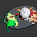 Game Female Character With White Hat Red Top Blue Overalls Pink Bag Green Star Sprite