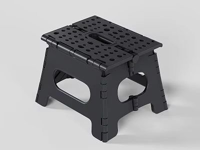 Black Plastic Folding Single Chair With Perforated Design And Portable Structure For Household Use 3d model