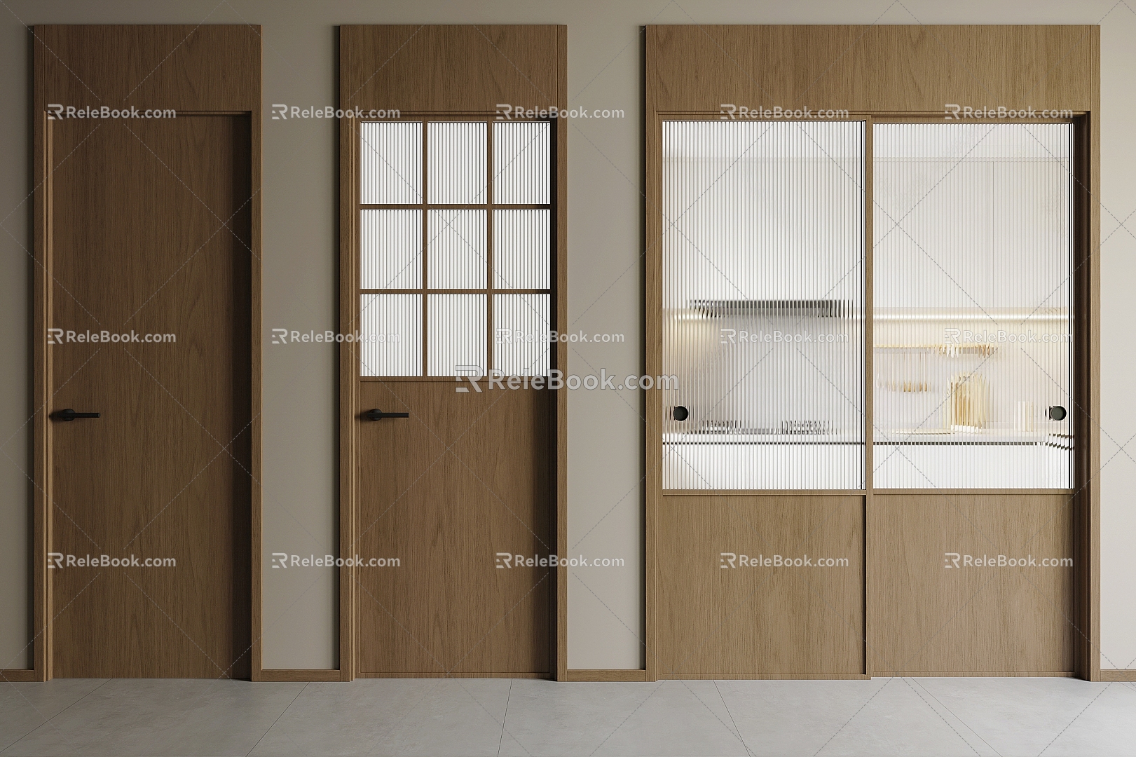 Modern Single Door Top Door Middle Ancient Door Changhong Glass Door Original Wooden Door Bedroom Door Kitchen Door 3d model