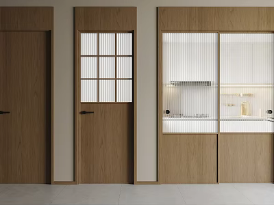 Modern Wooden Hinged Doors With Different Glass Panel Designs For Interior 3d model