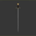 Medieval Decorative Sword With Golden Hilt And Long Slender Blade