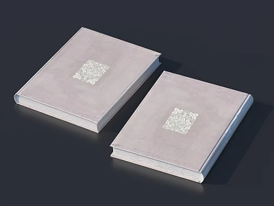 Two Light Gray Notebooks With White Square Pattern On Dark Background 3d model