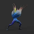 Dynamic Game Movie Character With Colorful Flowing Wings And Blue Purple Body