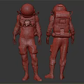 Man Wearing Detailed Astronaut Suit with Helmet Backpack Front and Back Full Body Views