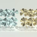 Blue And Gold Clover Plants With Shiny Leaves Arranged In Rows
