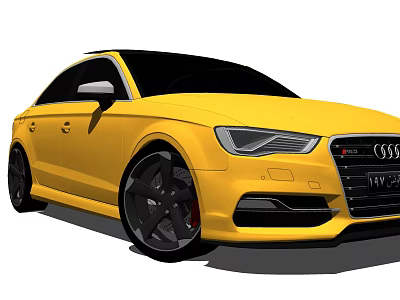 Yellow Audi Sporty Sedan with Black Wheels Red Brake Calipers and Sleek Front Design 3d model