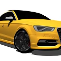 Yellow Audi Sporty Sedan with Black Wheels Red Brake Calipers and Sleek Front Design