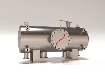 Stainless Steel Industrial Storage Tank With Flange Cover Support Legs And Multiple Ports 3d model