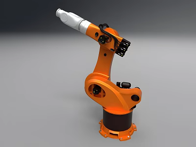 Orange Industrial Robotic Arm With Mechanical Joints And End Effector For Automation 3d model
