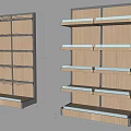 Wooden Display Shelves With Metal Frames And Multiple Tiers For Retail Product