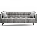 Modern Gray Textured Sofa With Throw Pillows And Black Legs Design 3d model