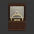Open Brown Leather Box Holding Gold Diamond Ring For Daily Use 3d model