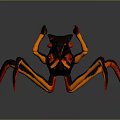 Mythical Spider Creature With Black Orange Body And Glowing Red Limbs